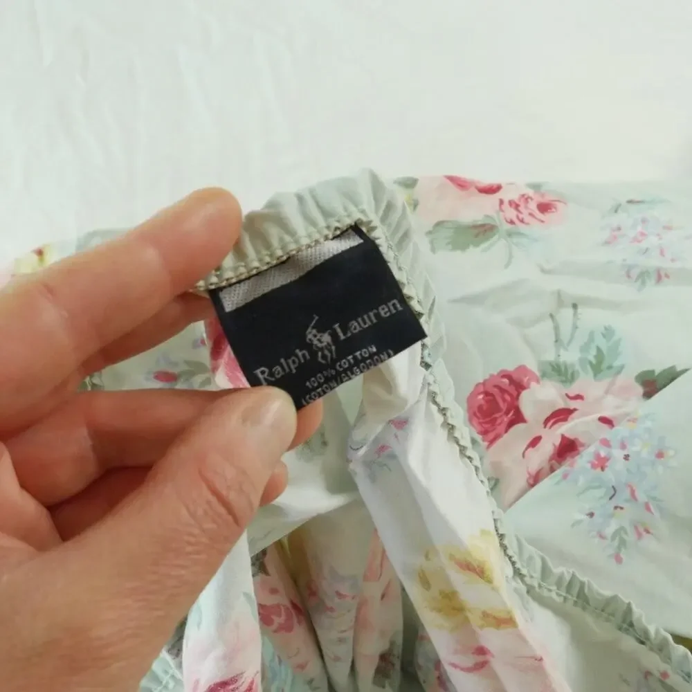 Ralph Lauren Cottage Lane Full Fitted Sheet BAD ELASTIC Cabbage Rose Vintage - Picture 3 of 8